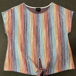 W5 Rainbow Stripe Front-Tie Top Large